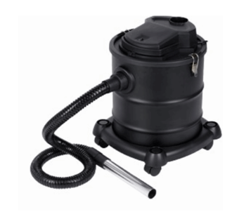 Grovstøvsuger for aske, kraftig motor, stort volum, på hjul, med deler