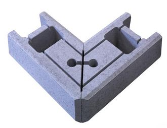 Ministøttemur Hjørne, 2-delt hjørneblokk, med kile, innvendig og utvendig, grå, fra Asak