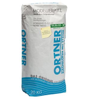 Puss, Ortner, blå sekk, 0 - 0,5 mm, hvit puss, 20 kg sekk