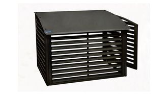 Varmepumpehus i metall, 1105 mm x 550 mm x 900-1020 mm,  sort