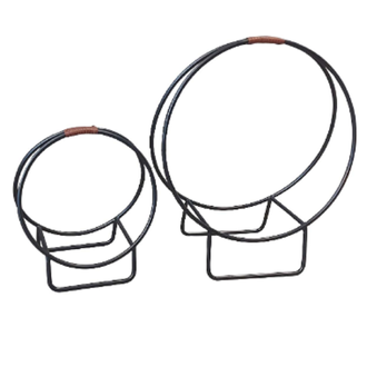 Vedbærer, sett med stor og liten stativ, rund form, sort 