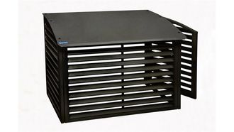 Varmepumpehus i metall B950mm x D460mm H730-850mm - Sort