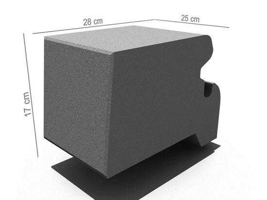 Mini Støttemur blokk, 1/1 stein, grå, 25 x 28 x 17 cm, fra Aaltvedt 