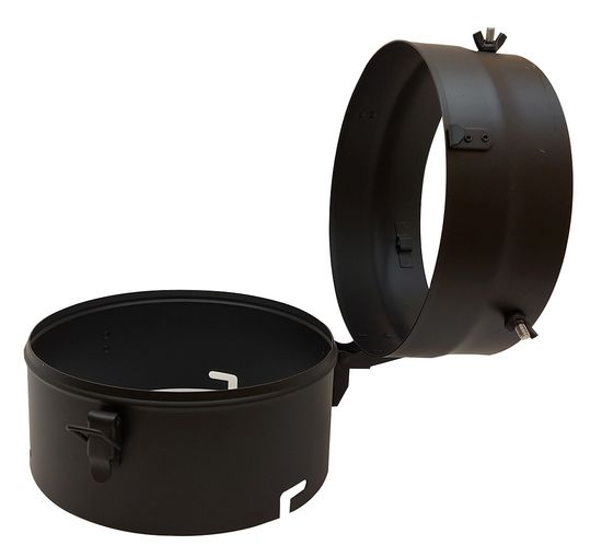 Åpningsenhet, overgang til pipehatt uten åpningshengsel, ø200 mm, sort