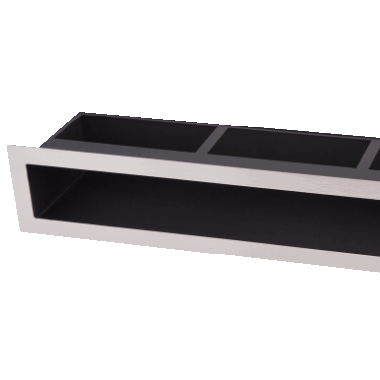 Ventilrist, Slimline+, stål og svart, 450 x 100 mm, 235 cm² åpning