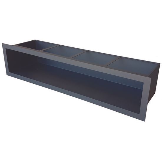Ventilrist, Slimline, stål og svart, 650 x 150 mm, 673 cm² åpning