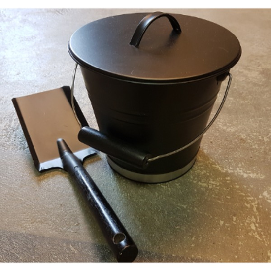 Askebøtte med lokk og skuffe, sort