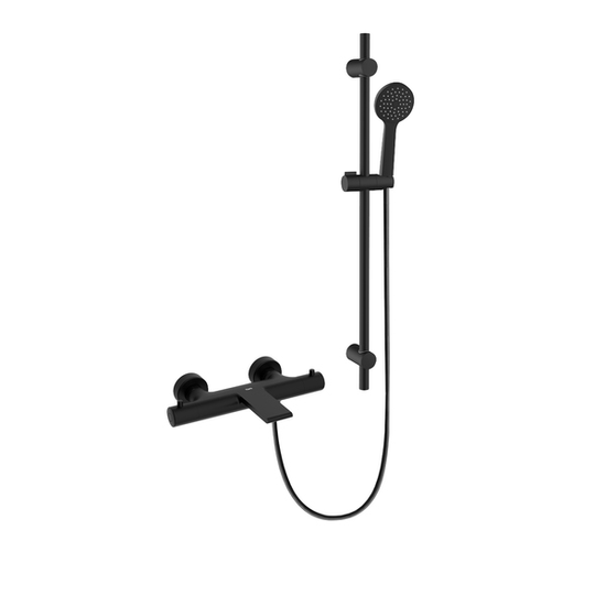 Dusjsett gaia eco m/ tide badekarsbatteri svart matt