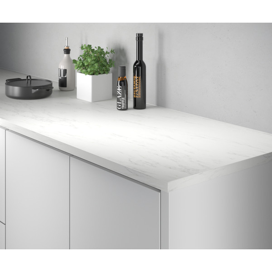627 Marble White Benkeplate i laminert spon - 29x3020x610 mm