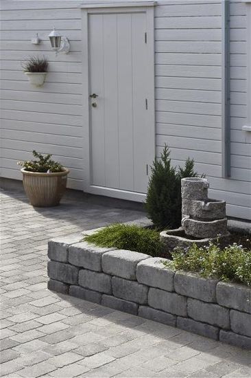 Rådhus støttemur, mur / kantstein / endeblokk, 1/1 stein, Gråmix, fra Aaltvedt