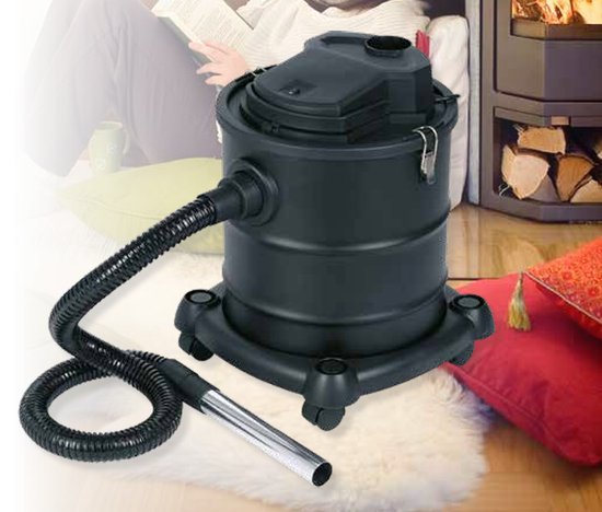 Grovstøvsuger for aske, kraftig motor, stort volum, på hjul, med deler