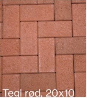 Atrium belegningsstein, 20 x 10 x 6 cm, Tegl Rød, fra Aaltvedt