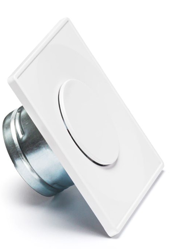 Avtrekksventil, til og fra -luftventil, ø125 mm, med ramme, firkantet, hvit