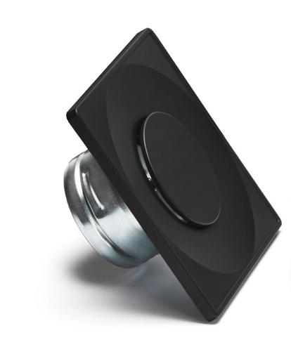 Avtrekksventil, til og fra -luftventil, ø125 mm, med ramme, firkantet, sort