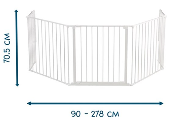 Barnesikringsgitter, hvit, Olaf, ekstra bred 90 - 278 cm