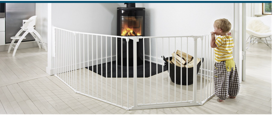 Barnesikringsgitter, hvit, Olaf, ekstra bred 90 - 278 cm