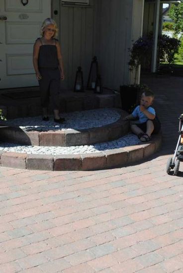 Herregårdstein, belegningsstein, kvadrat, 13,5 x 13,5 x 6 cm, rødmix, fra Asak