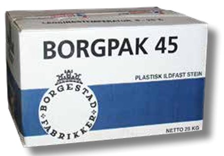 Plastisk ildfast stein, Borgpak 45, 25 kg