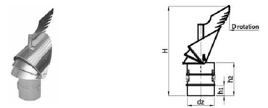 Pipehatt, Dragon, ø250 mm, svingbar, svart, uten beslag