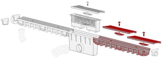 Drensrenne 1 meter, m/galvanisert rist, fra Aaltvedt