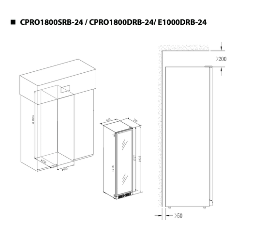 Vinskap, Copenhagen CPRO1800SRB-24, 1 sone, 143 flasker