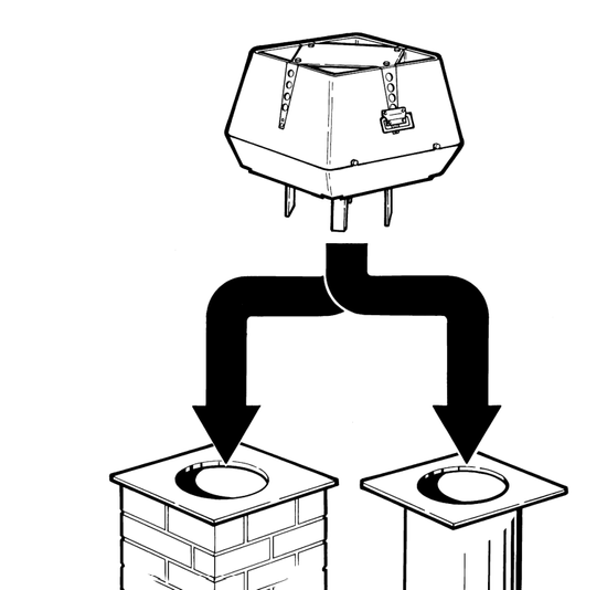Røyksuger, Exodraft RSV-01241, vertikalt/opp (mye vind), avtrekksvifte med kraftig vertikalt avkast. 