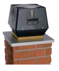 Røyksuger, Exodraft RSV-01241, vertikalt/opp (mye vind), avtrekksvifte med kraftig vertikalt avkast. 