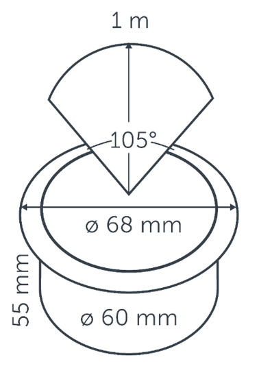 Utelampe, Fusion ø60 mm, med ø68 mm ring, LED, fra In-Lite