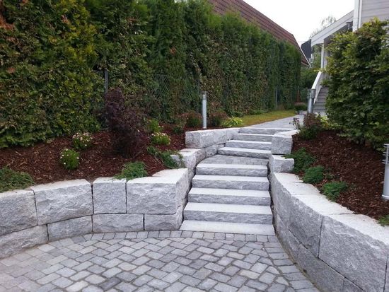 Trappetrinn, granitt, grå, 15 x 37 x 80 cm