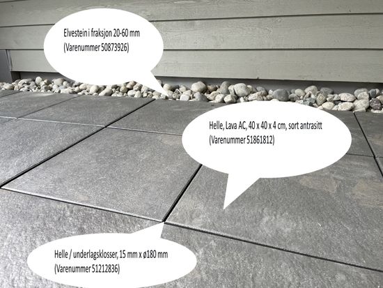 Helle, Lava AC, 40 x 40 x 4 cm, sort antrasitt, fra Asak