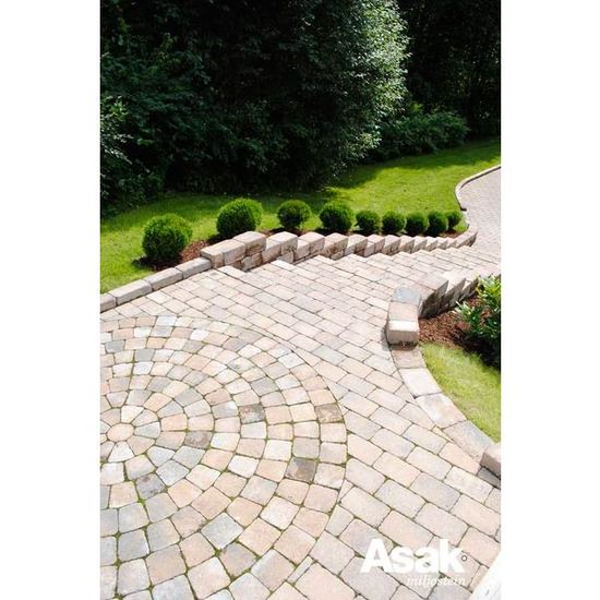 Sirkel, Herregårdstein belegningsstein, ø2,3 m diameter, brunmix, fra Asak