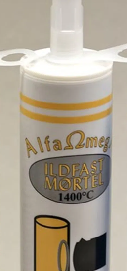 Ildfast mørtel, for bl.a. Leca, 600 g patron, grå farge