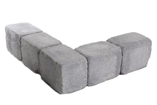 Rådhus støttemur, mur / kantstein / endeblokk, 1/2 stein, gråmix, fra Aaltvedt