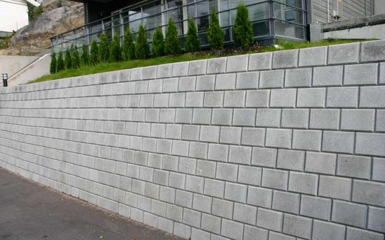 Ministøttemur 1/1-stein, 25 x 34 x 17 cm, Grå, fra Asak