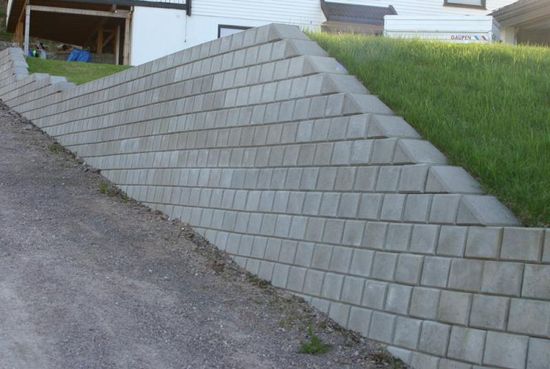 Ministøttemur 1/1-stein, 25 x 34 x 17 cm, Grå, fra Asak