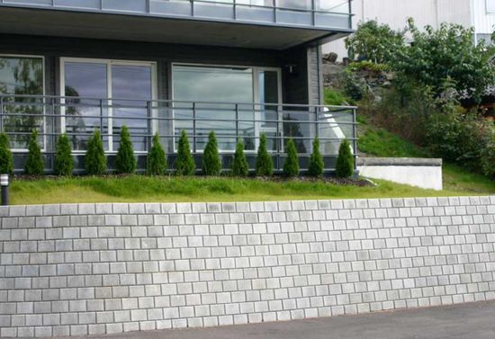 Ministøttemur 1/1-stein, 25 x 34 x 17 cm, Grå, fra Asak