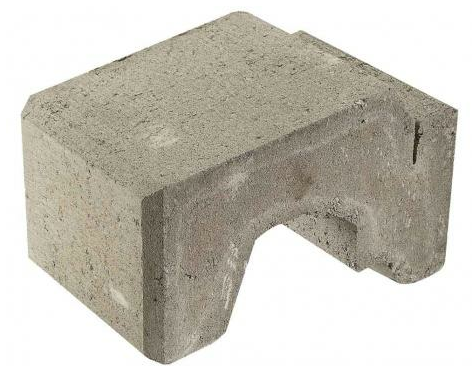 Ministøttemur 1/1-stein, 25 x 34 x 17 cm, Grå, fra Asak