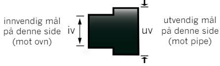 Overgang, røykrør, innvendig ø127 mm, utvendig ø175 mm (for overgang fra ø125 mm til ø175 mm)
