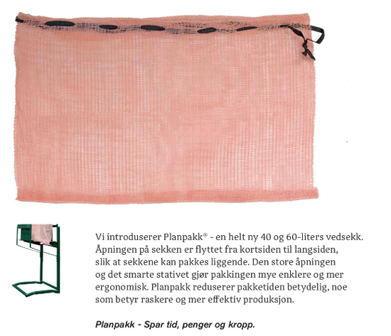 Vedsekk, 60 liter, Planpakk sekk
