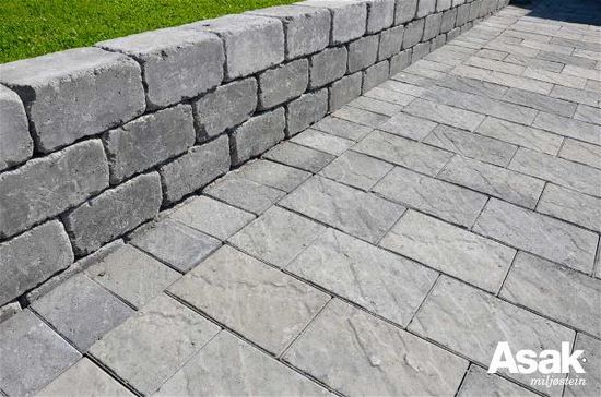 Relieff XXL, belegningstein, 30 x 20 x 6 cm, Gråmix, fra Asak