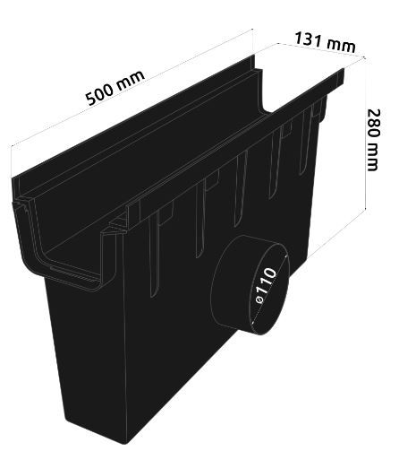Sandfang, 0,5 meter, i plast, m/ galvanisert rist, fra Aaltvedt