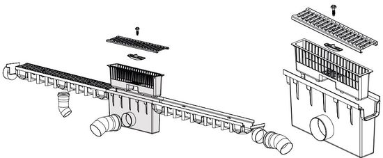 Sandfang, 0,5 meter, i plast, m/ galvanisert rist, fra Aaltvedt