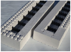 Thermomur: 1/2-blokk Hjørne Radon 350, innvendig