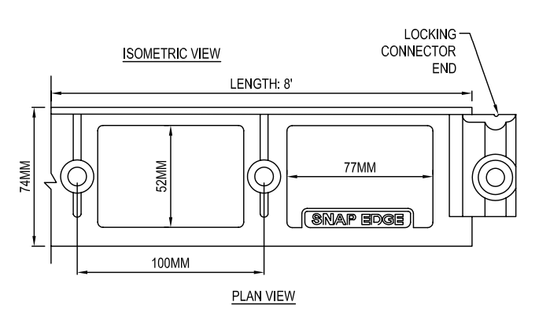 Kantavslutning, kantsikring, Snap Edge Barrier (2-pk), 2 m lange, inkl. jordspiker, fra Asak