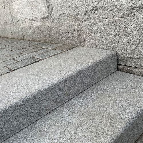 Trappetrinn, granitt, grå, 15 x 37 x 80 cm