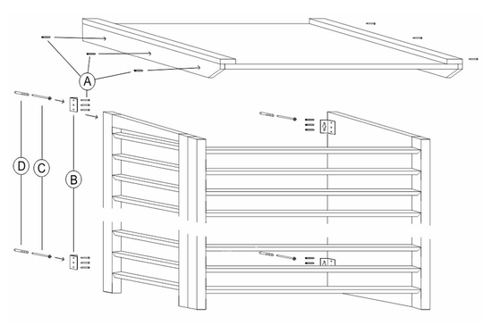 Varmepumpehus, overbygg, XXL, 520 x 1055 x 1240-1380 mm