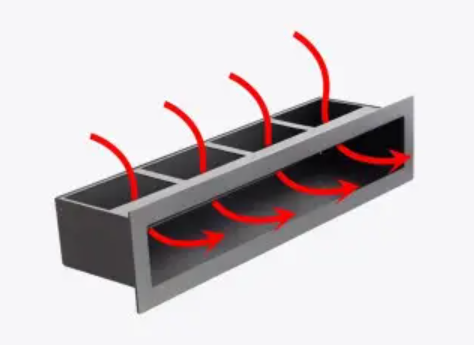 Ventilrist, Slimline serien, 450 x 100 mm, 235 cm² åpning, sort