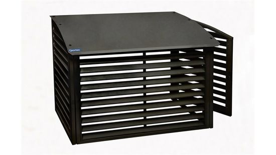 Varmepumpehus i metall B950mm x D460mm H730-850mm - Sort