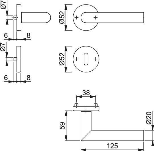 Vrider til innerdør, Hoppe, QuickFit Plus, Matt Krom